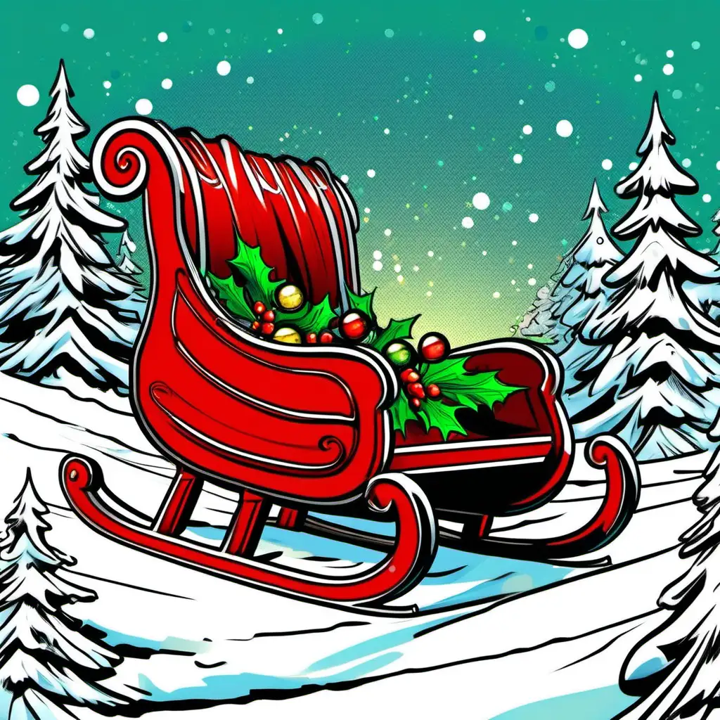 Comic Style Christmas Sleigh Crash Hilarious Holiday Mishap