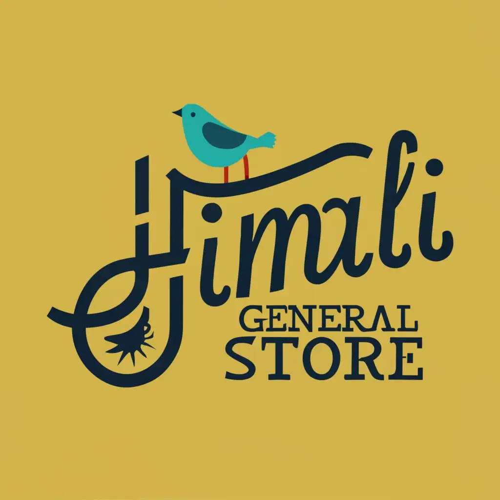 logo, bird in background, with the text "Himali general store", typography