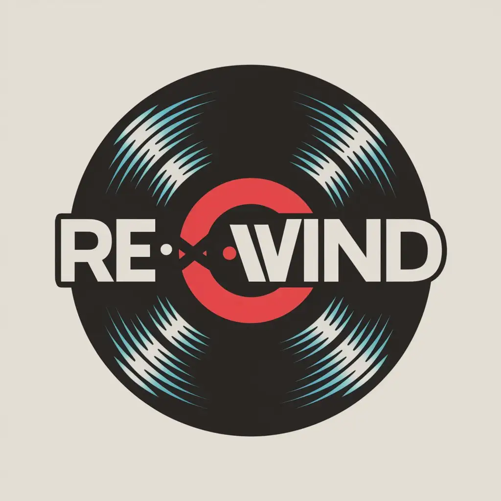 Generate a logo for a Rock Band called Re:wind