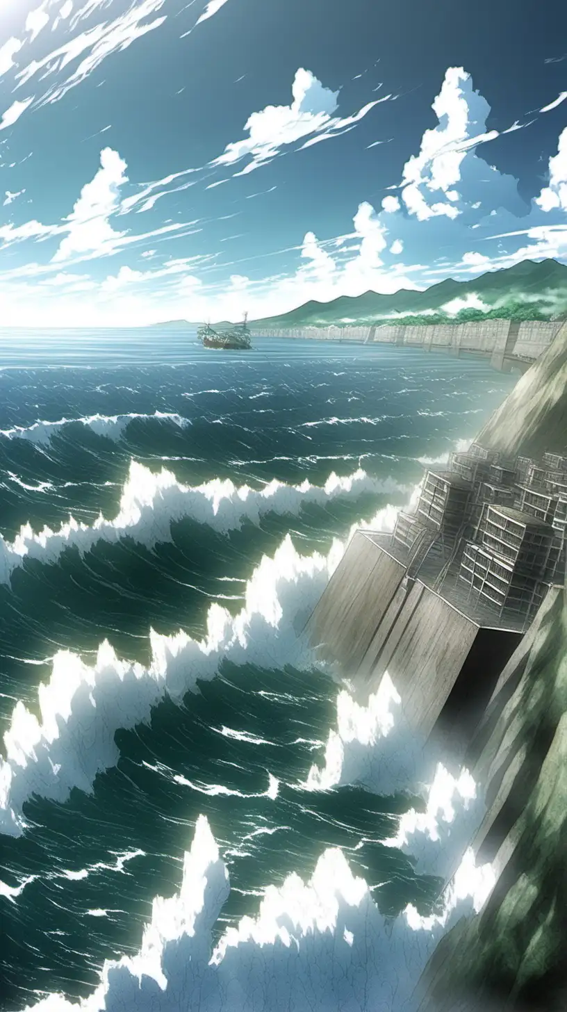 HyperRealistic Depiction of the Sea from Attack on Titan