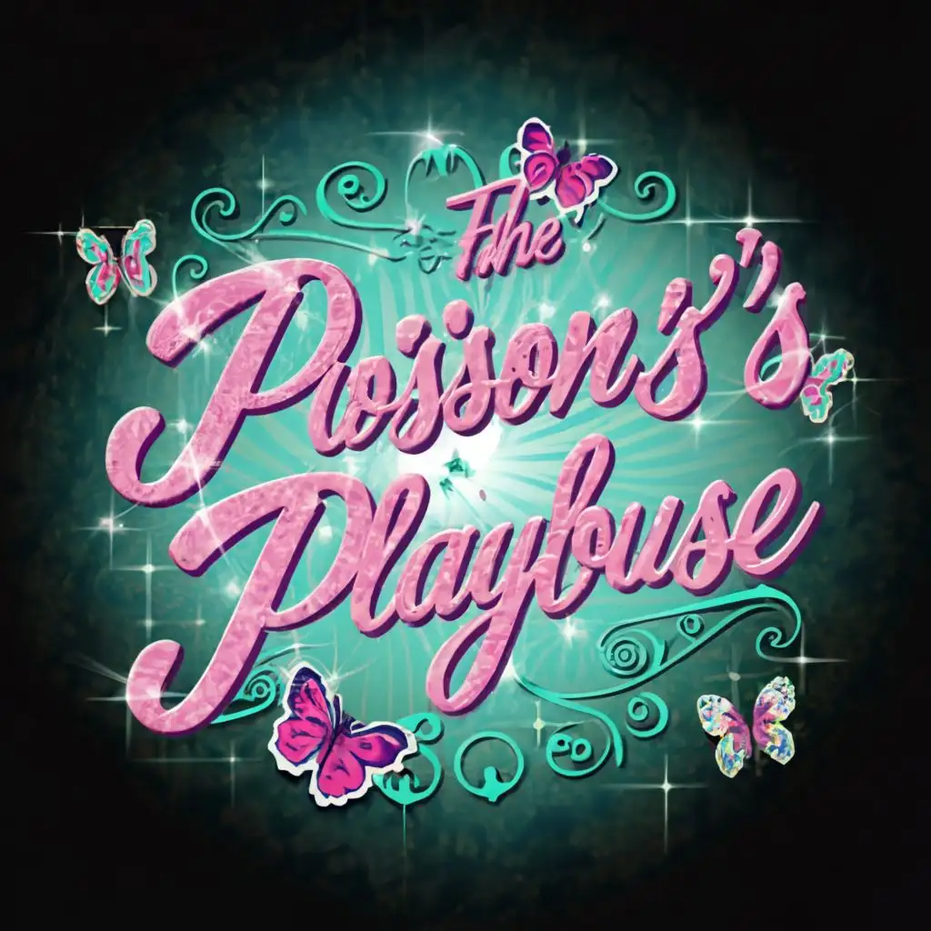 LOGO-Design-For-The-Poisons-Playhouse-Barbie-Pink-Glitter-Burn-Book-with-Teal-Accents-and-Butterfly-Theme