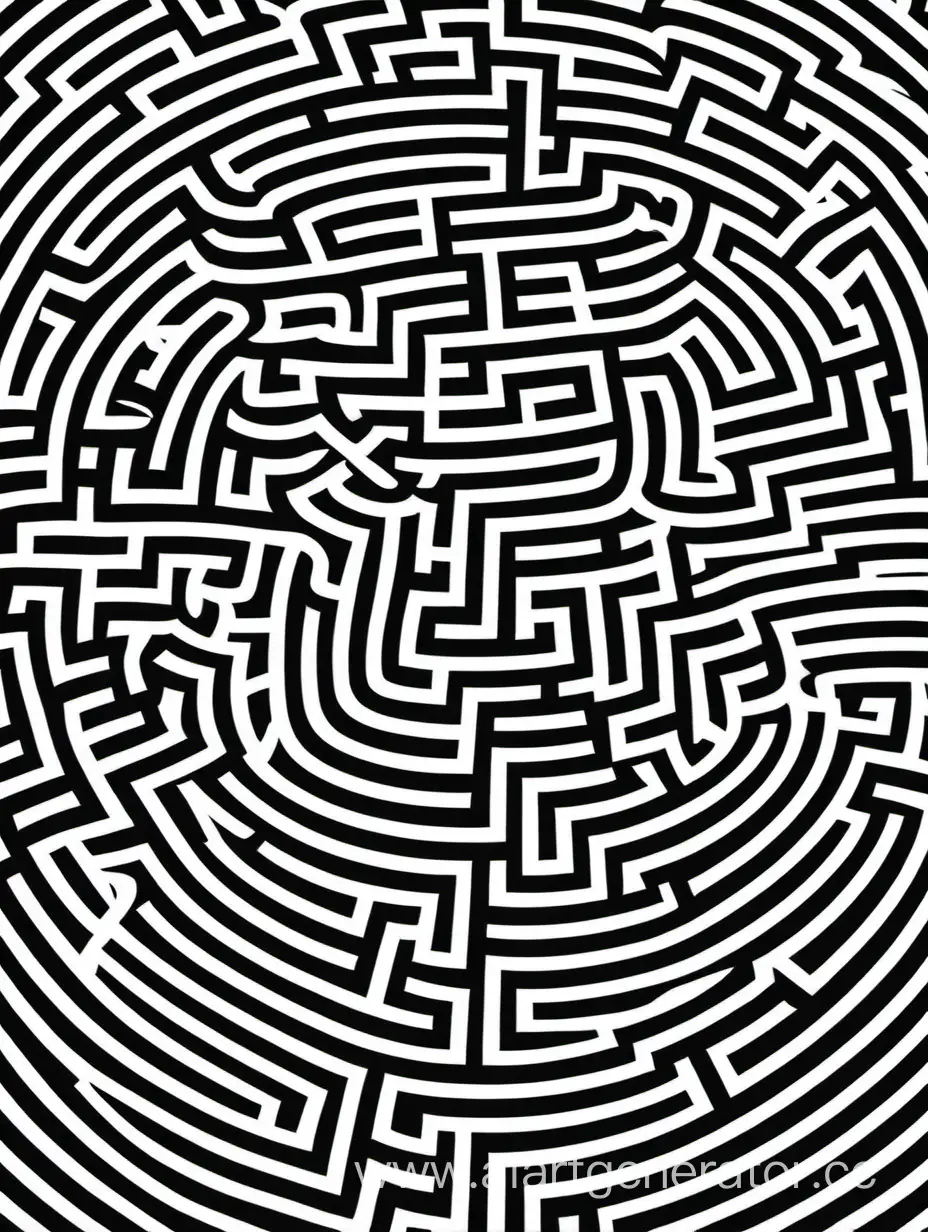 Abstract-Monochrome-Maze-Artwork-Intricate-Pathways-in-Black-and-White