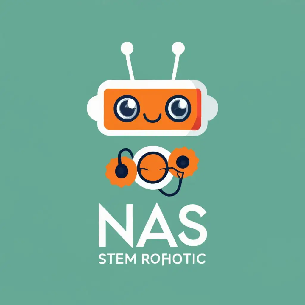 logo, kids STEM robotic, with the text "NAS", typography, be used in Education industry
