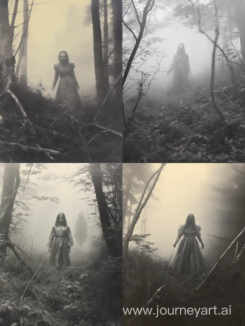 Enigmatic-Encounter-Gothic-Dress-and-Mythical-Beast-in-Misty-Woods