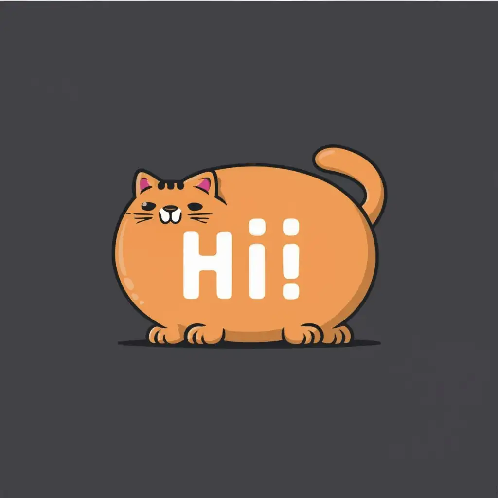 logo, fat cat, with the text "hi", typography