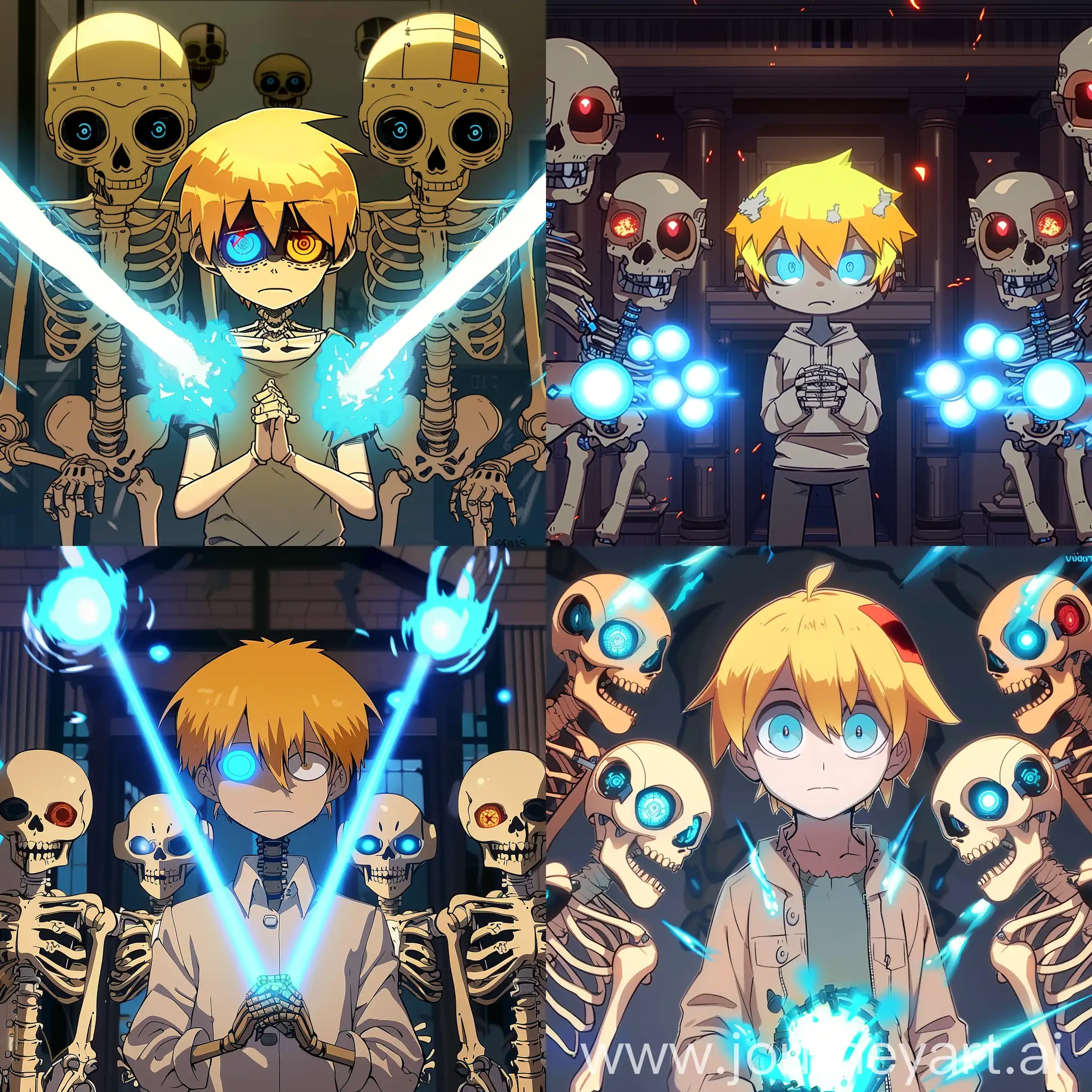 Sans-and-Skeletons-Shooting-Blue-Fireballs-in-Anime-Style