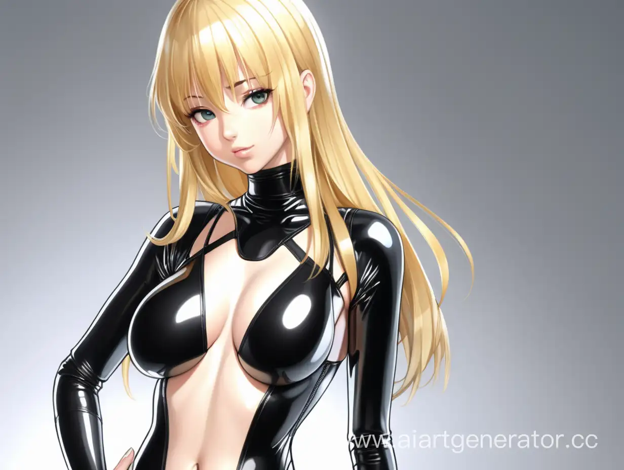 anime blonde woman in latex bodysuit