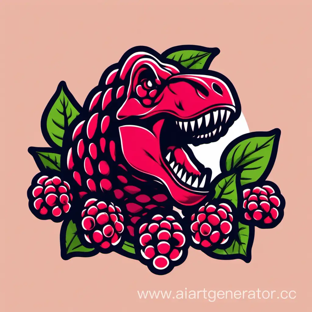 draw a logo in the style of raspberries with t-rex 