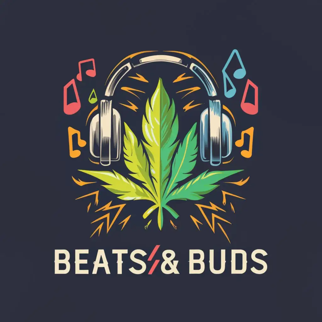 LOGO-Design-for-Beats-Buds-Cannabis-Leaf-Infused-with-Musical-Elements-on-a-Clear-Background