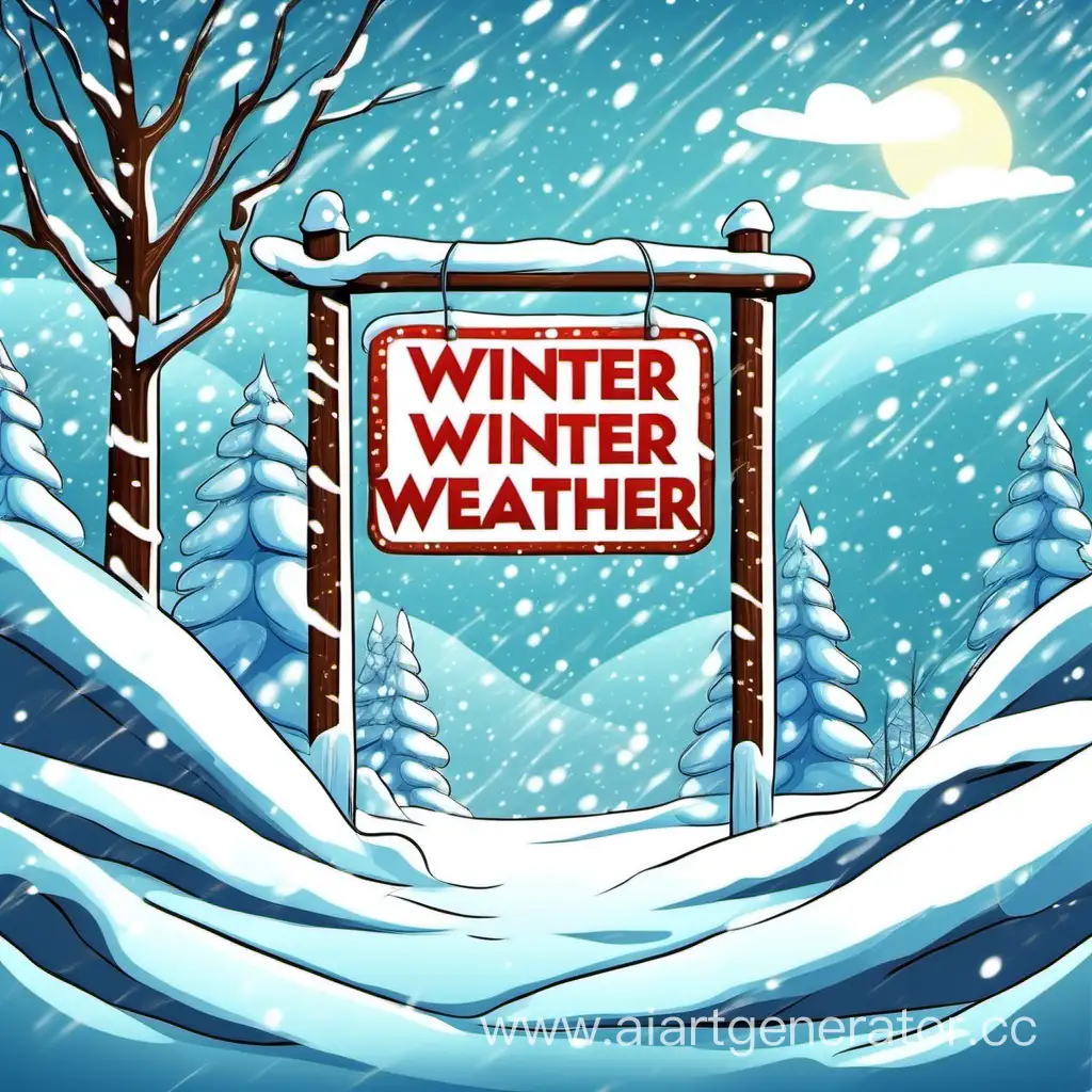 Cheerful-Cartoon-Winter-Scene-with-Central-Sign