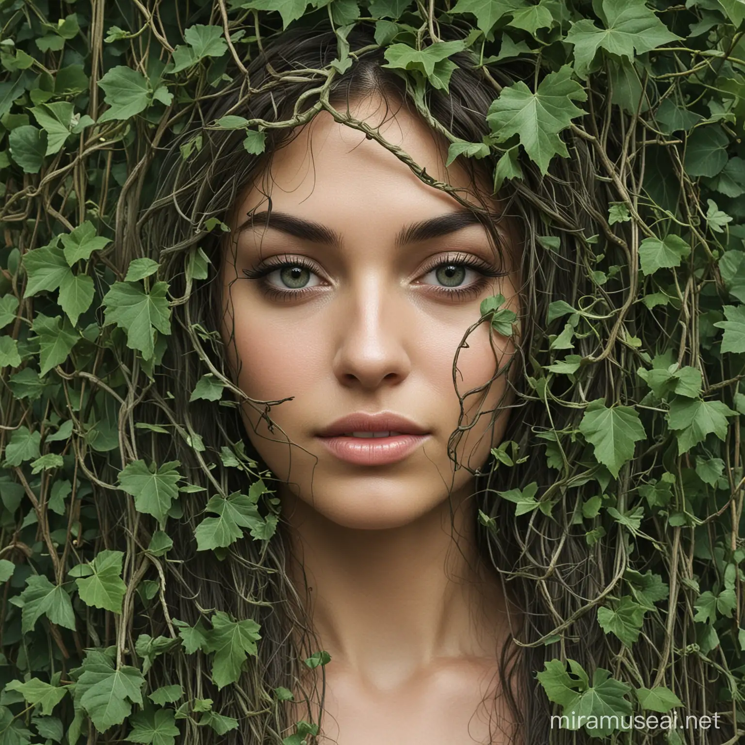 Vines Forming Intricate Female Face Art