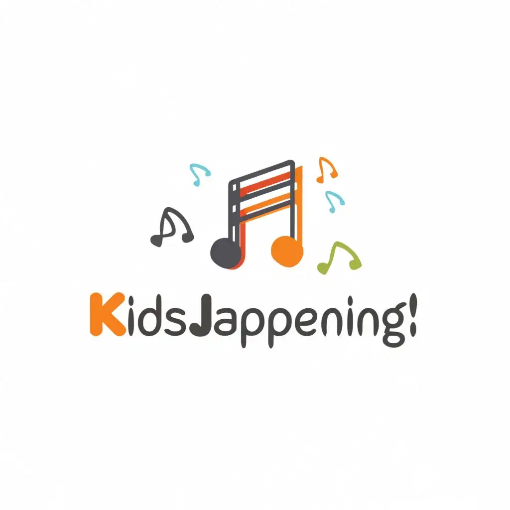 a logo design,with the text "KidsJa!ppening", main symbol:music,Minimalistic,be used in Events industry,clear background
