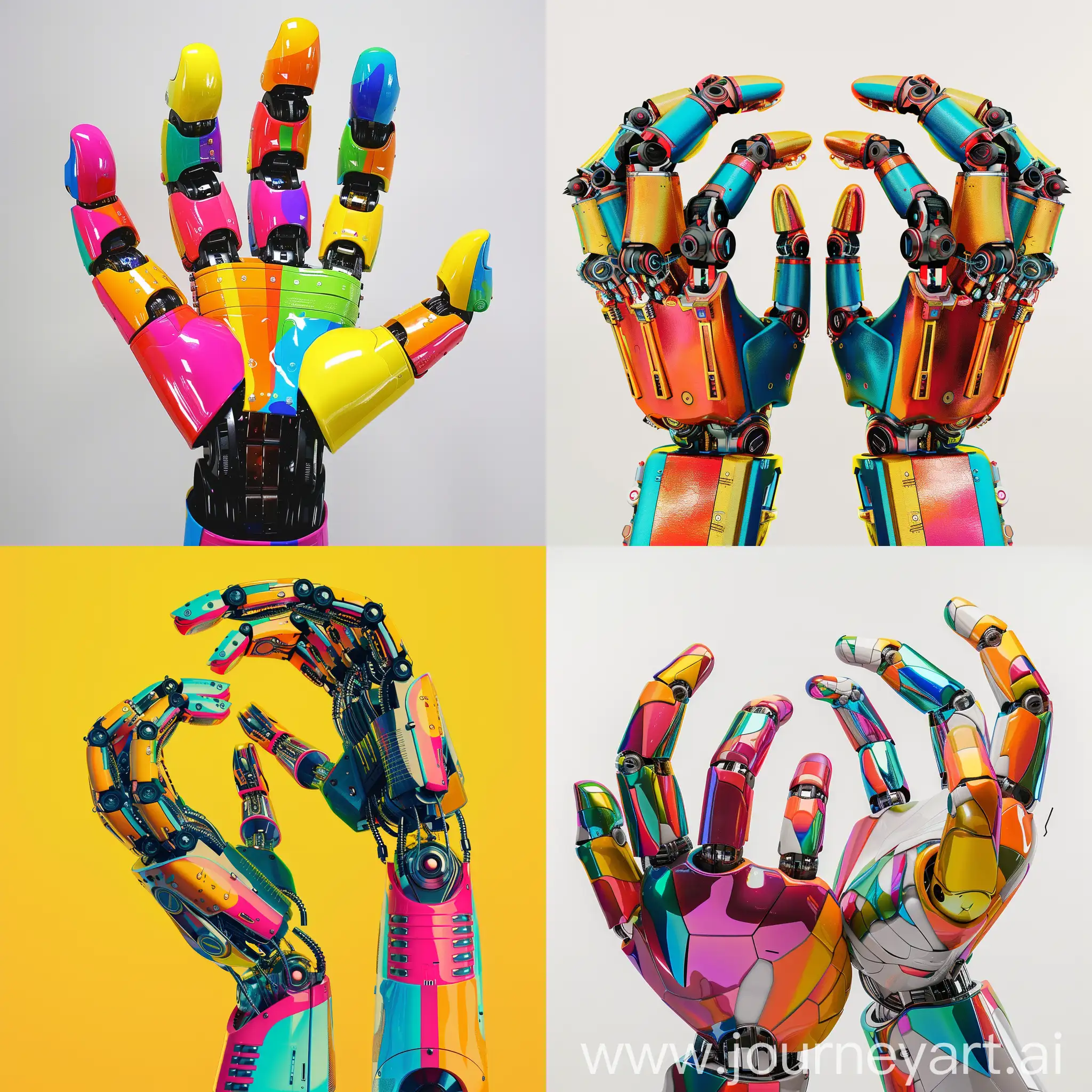 one robot hands for a colourful
