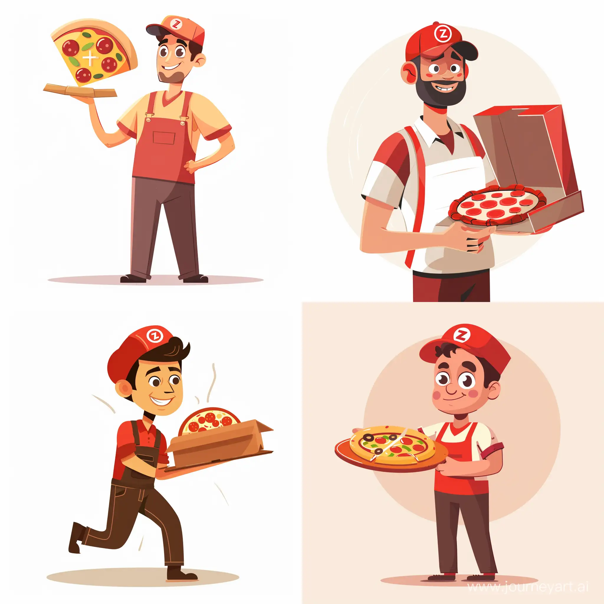 Cheerful-Pizza-Delivery-Man-in-Vibrant-Cartoon-Style