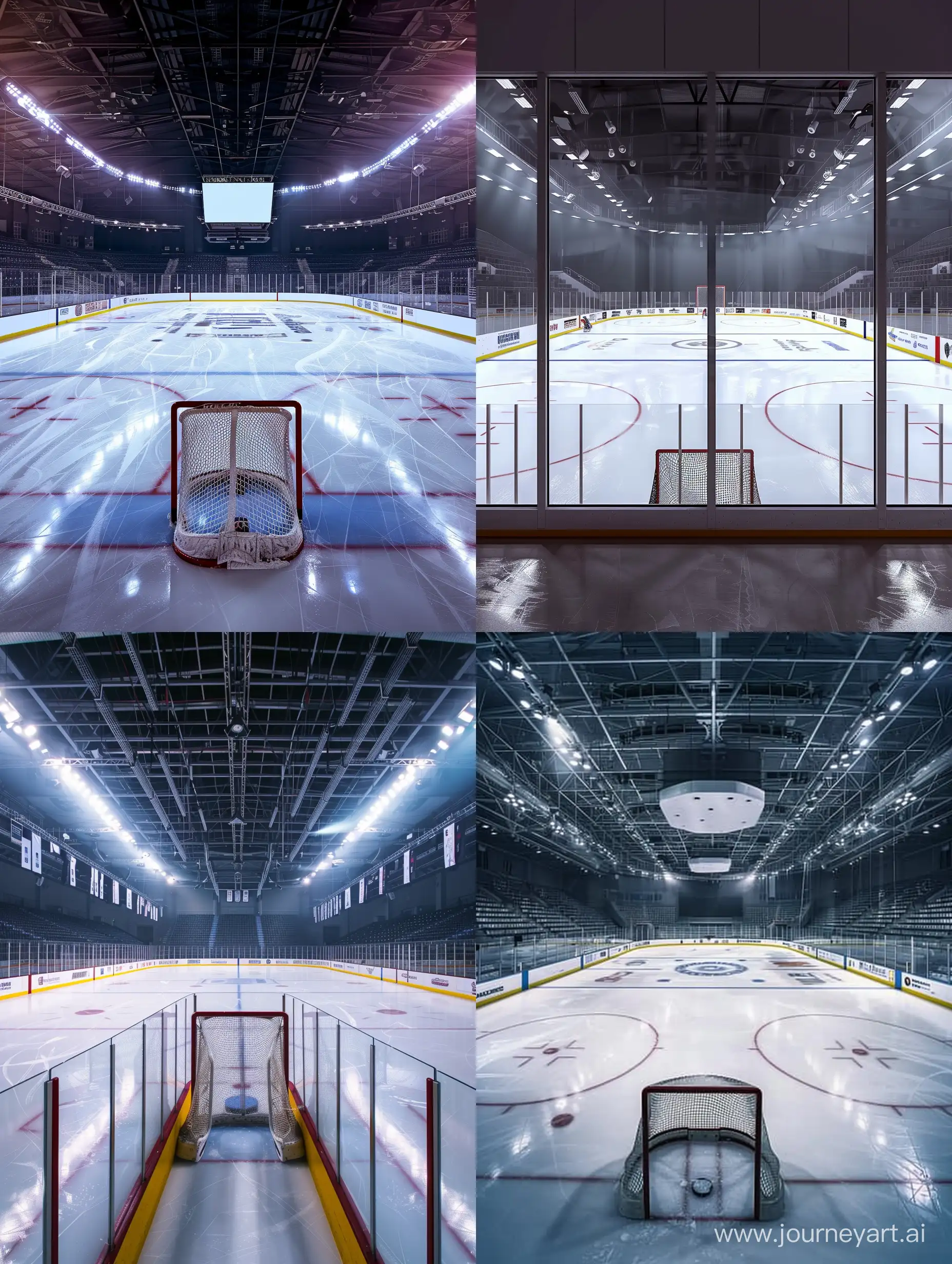 ice hockey rink modern stadium view from ice