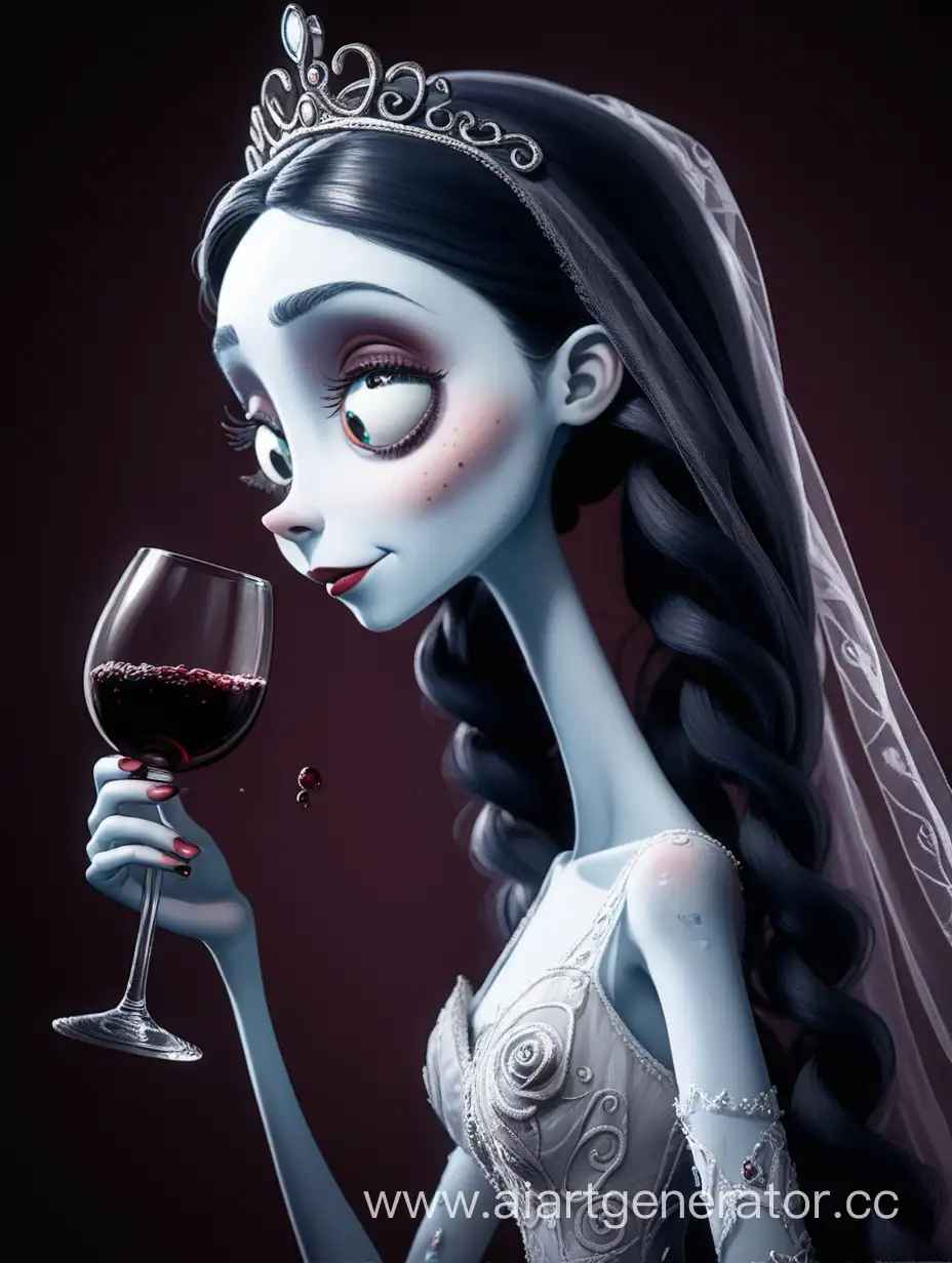 Anticipating-Princess-Enjoying-Red-Wine-HighQuality-Illustration-Inspired-by-Corpse-Bride