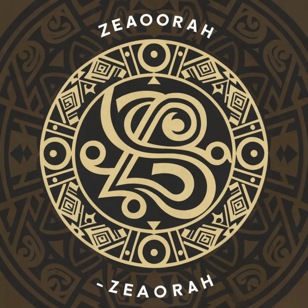a logo design,with the text "Zeaorah", main symbol:Polynesian Maori tribal swirl tattoo design with Fijian tribal tattoo designs incorporated in it as well, in a circle with z in the middle,complex,clear background