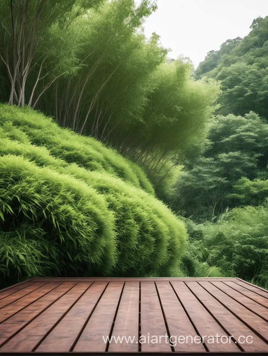 Scenic-Wooden-Platform-with-Lush-Greenery-Background