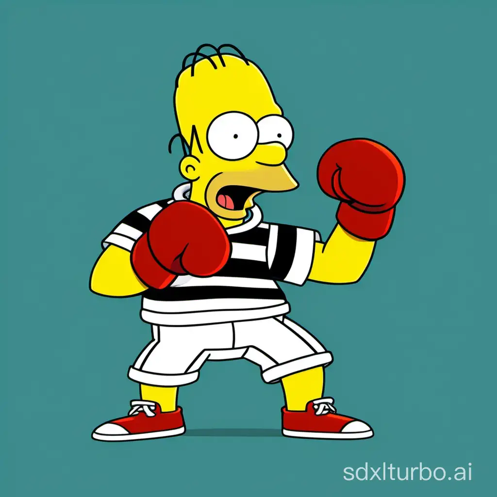 snake jailbird from The Simpsons throwing a boxing hook style punch. simpsons style animation.