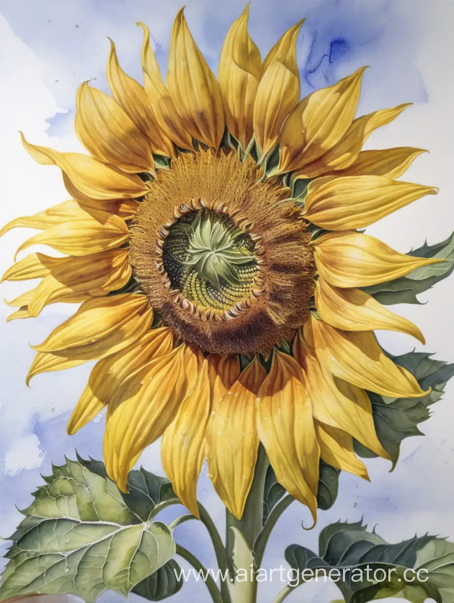 Vibrant-Watercolor-Painting-of-an-Exquisite-Yellow-Sunflower