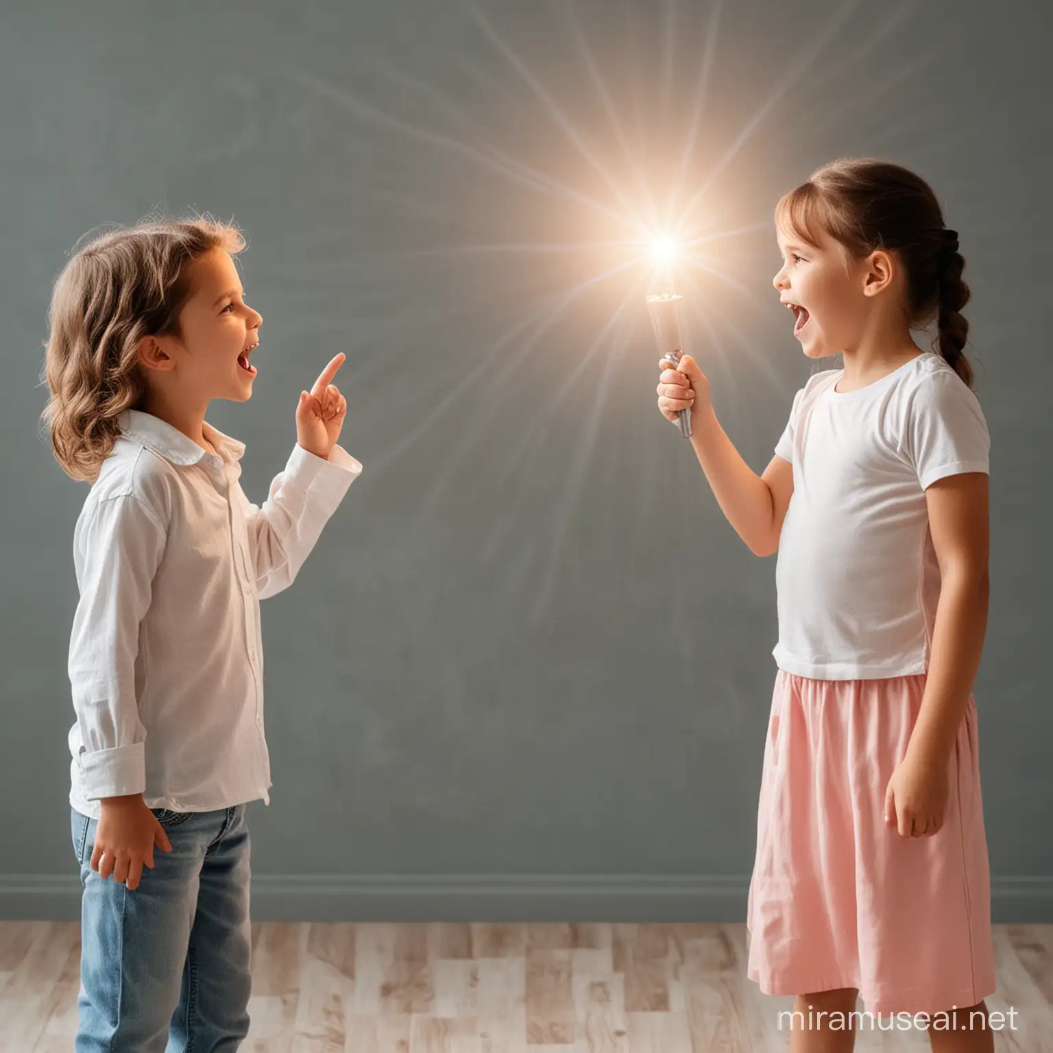 Two Energetic Kids Engaging in Conversation