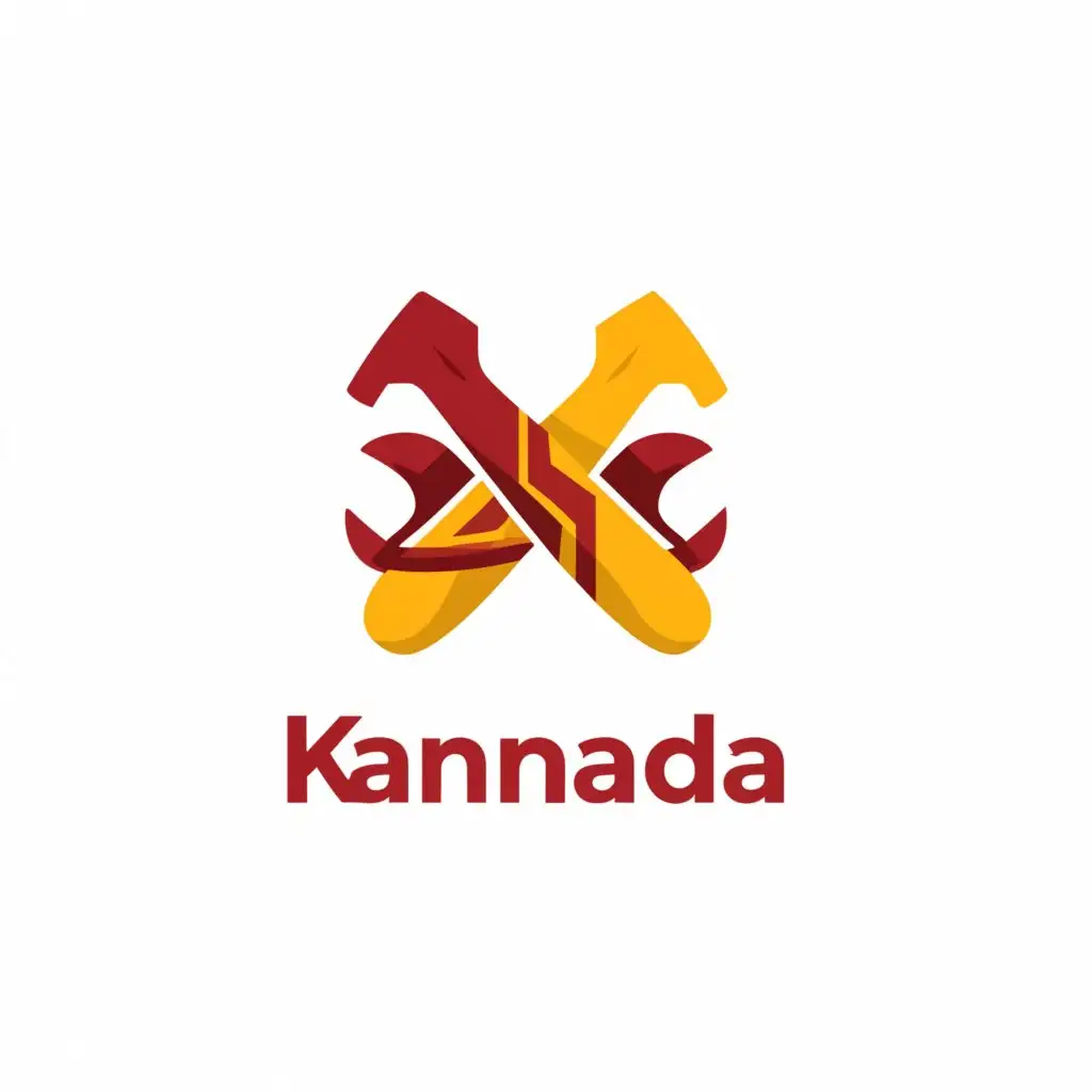 a logo design,with the text "Kannada", main symbol:Red and Yellow Tools,Minimalistic,be used in Technology industry,clear background