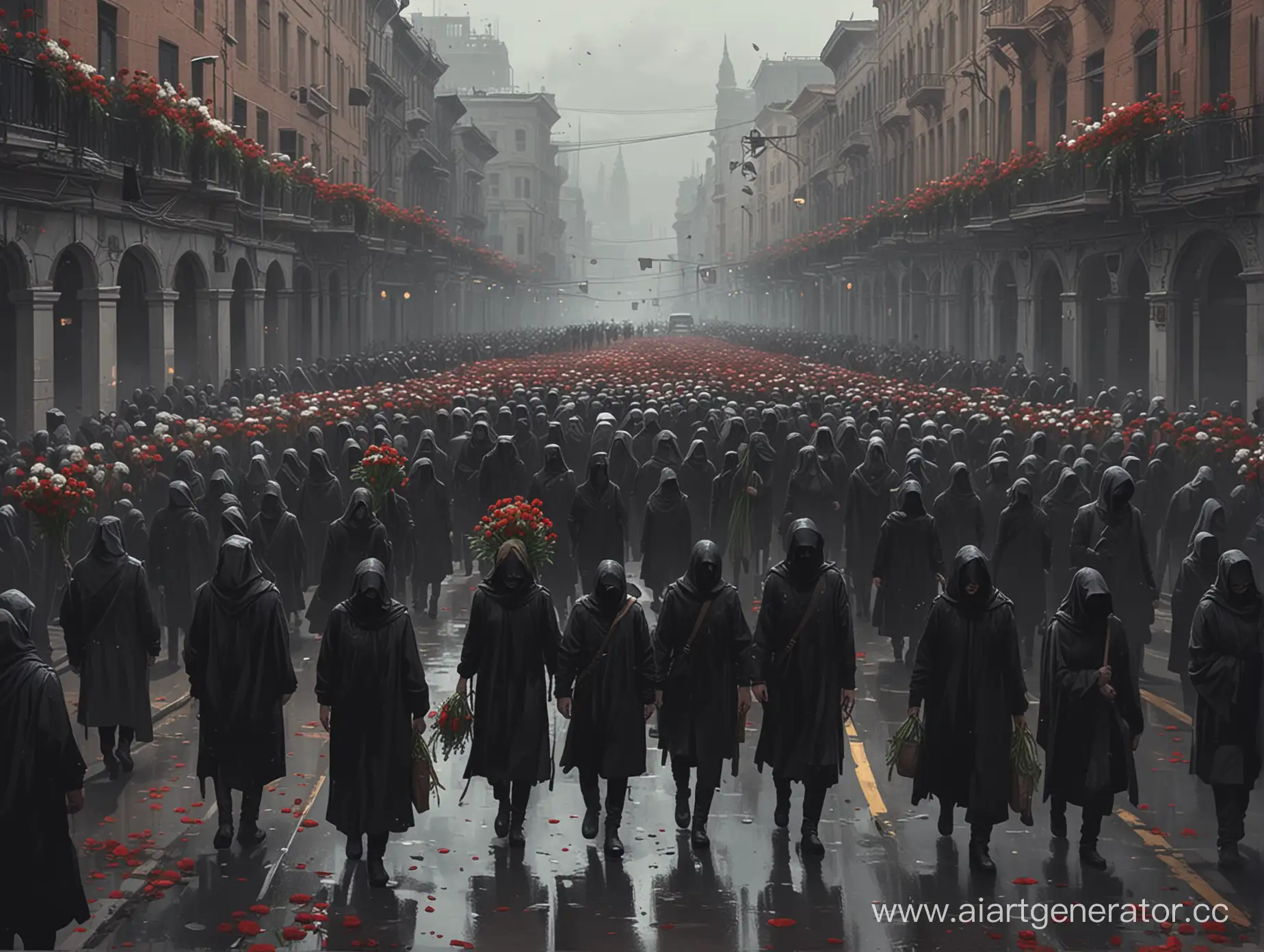 Mourners-Procession-in-Republican-City-Concept-Art-Depicting-Grieving-Figures-Bearing-Flowers