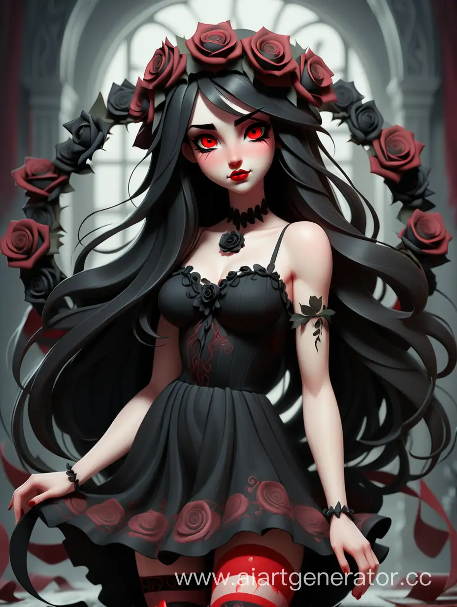 Enchanting-Goddess-with-Black-Roses-Tender-Beauty-in-the-Dark
