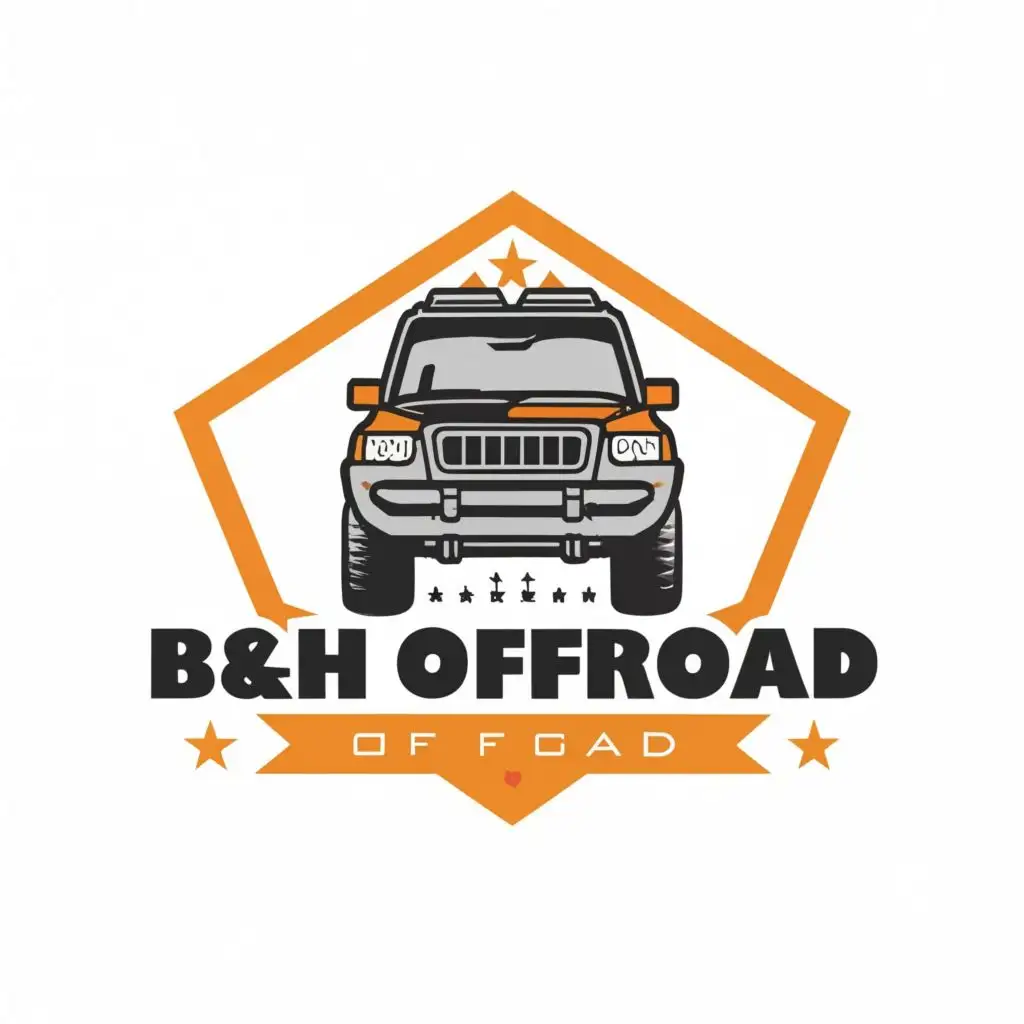 logo, 4X4  outback , with the text "B&H Off-road", typography