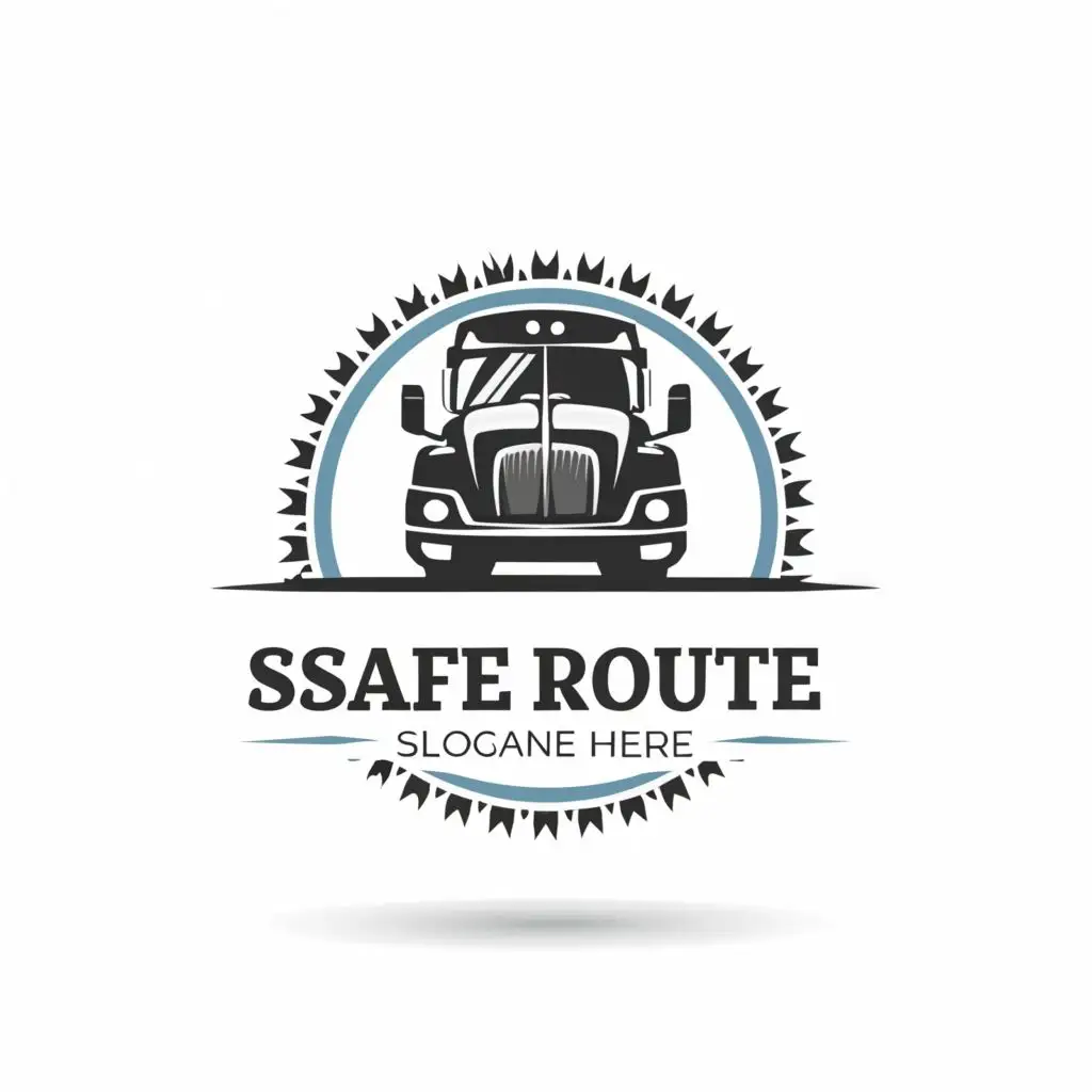a logo design,with the text "Safe Route", main symbol:Truck