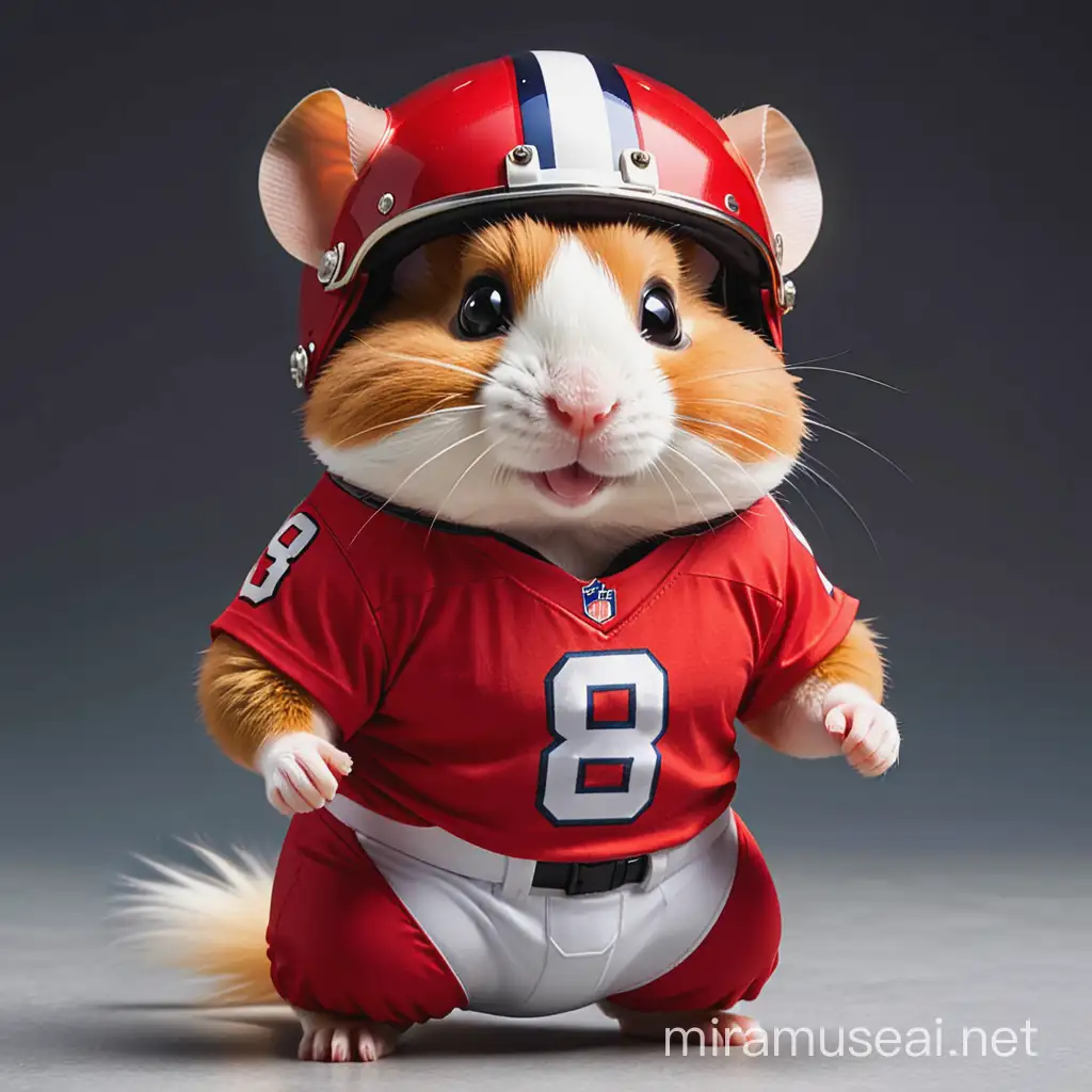 RedHelmeted Hamster NFL Player in a Stylish Red TShirt