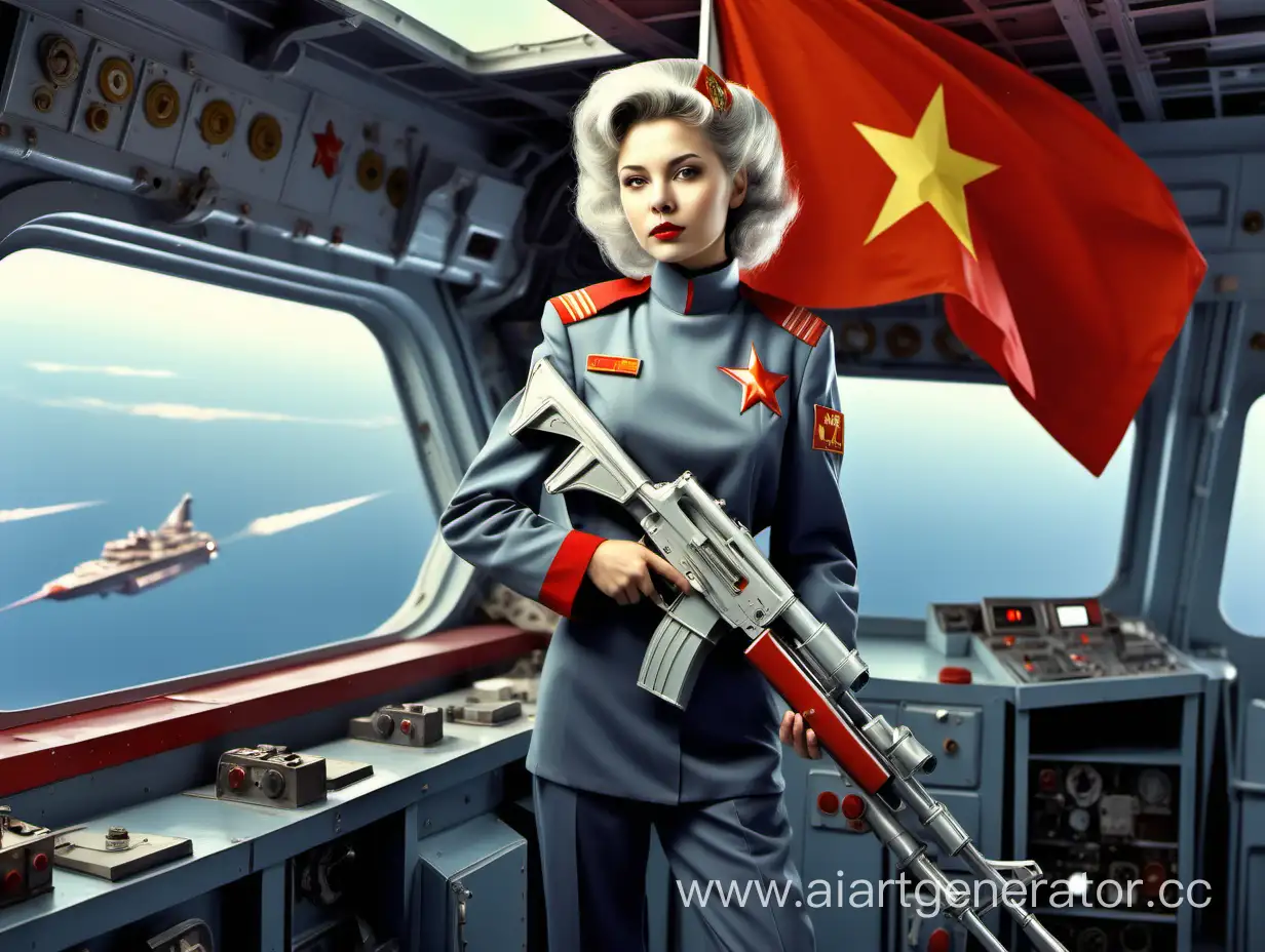 Space-Admiral-with-Silver-Hair-and-USSR-Flag-on-Battleship-Liner