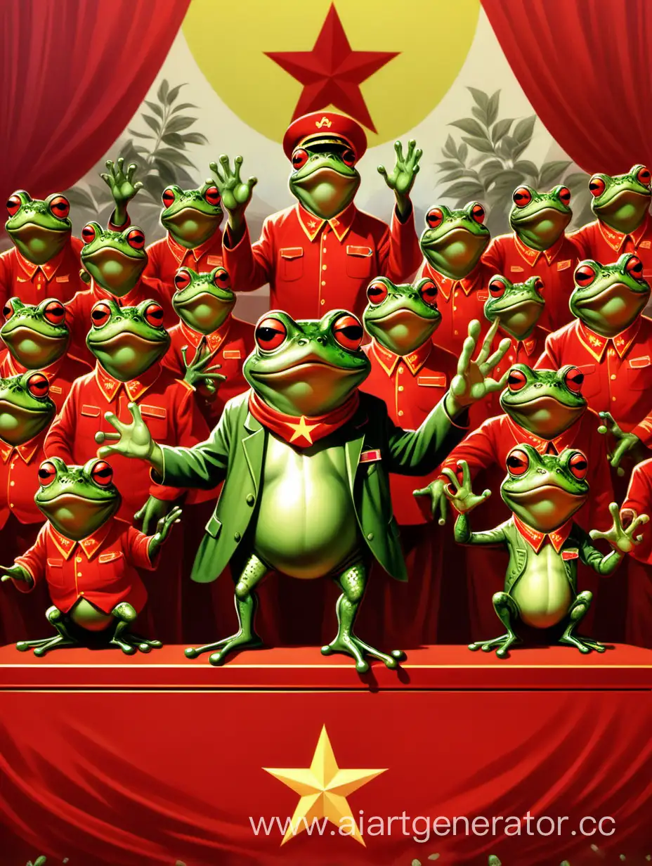 Открытие коммунистической партии, на трибуне жабий мудрец, все счастливы 