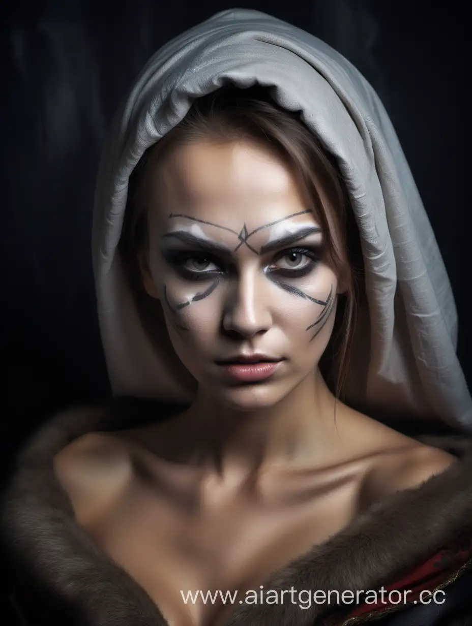 На изображении Русская женщина жена бандита 
У неё красивые скулы большая грудь у неё на лице есть макияж (Фото Анфас)