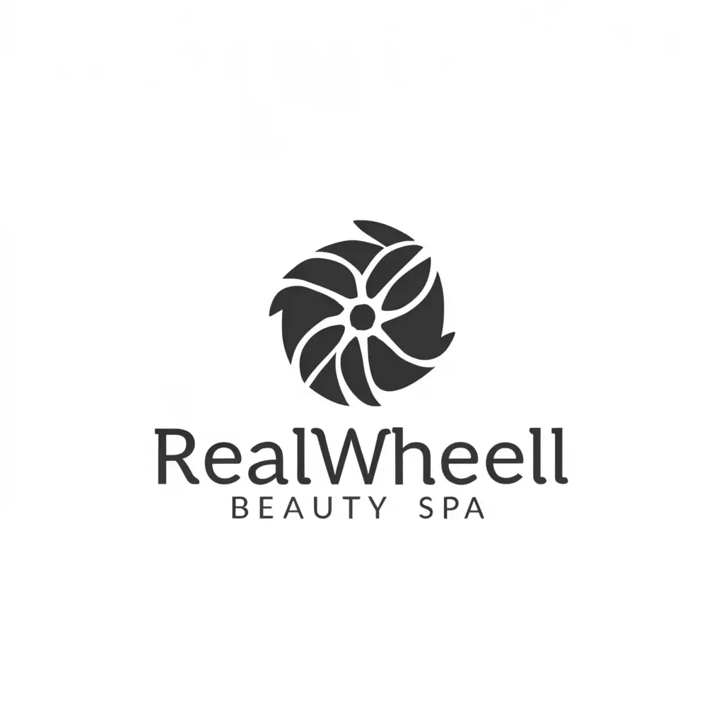 a logo design,with the text "RealWheel", main symbol:wheel,Moderate,be used in Beauty Spa industry,clear background