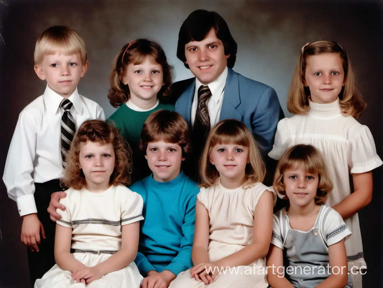 6 kids photograph family  from 1980
