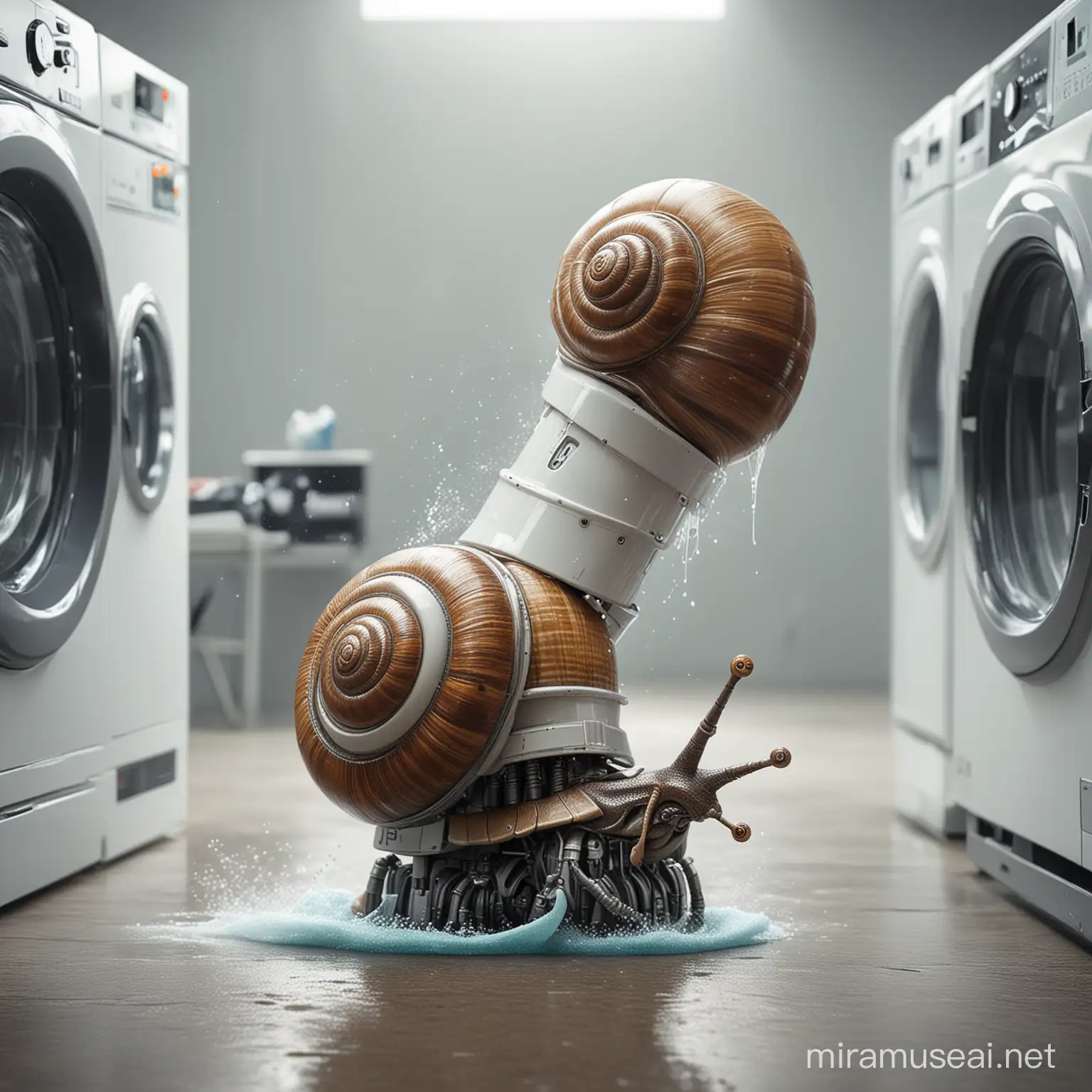 Robot Snail Operating Laundry Cleaning Services