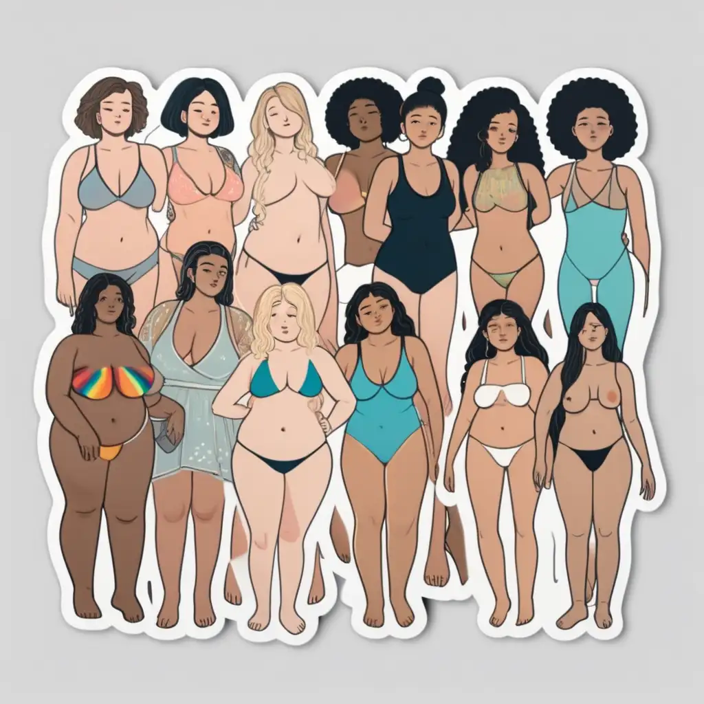 Diverse Group of Bodies Celebrating Unity with Stickers
