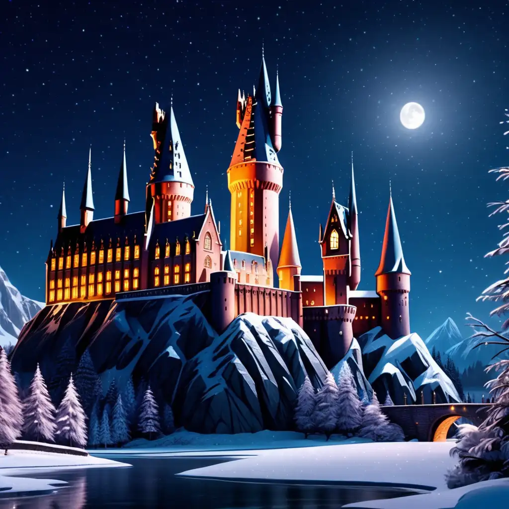 Enchanting Winter Night at Hogwarts Castle DisneyStyle Animation
