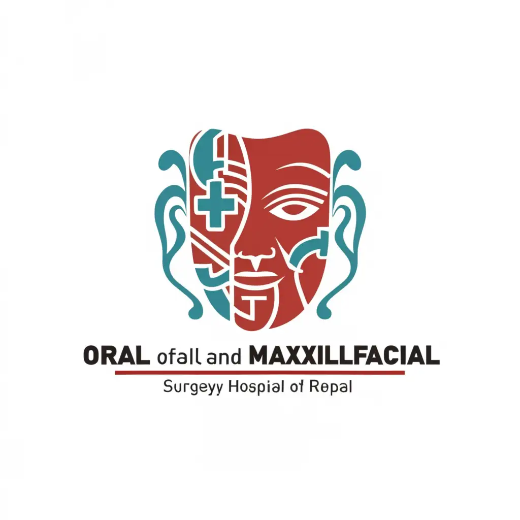 a logo design,with the text "Maxillofacial", main symbol:We recreated the logo for the Department of Oral and Maxillofacial Surgery hospital of Nepal, ensuring that it aligns with your specifications. The design features a split face with stitches and a bandage on the right side of the face, symbolizing the hospital's expertise in oral and facial reconstruction. The style is basic and illustrative, with clean lines that convey precision and care.,complex,be used in Medical Dental industry,clear background