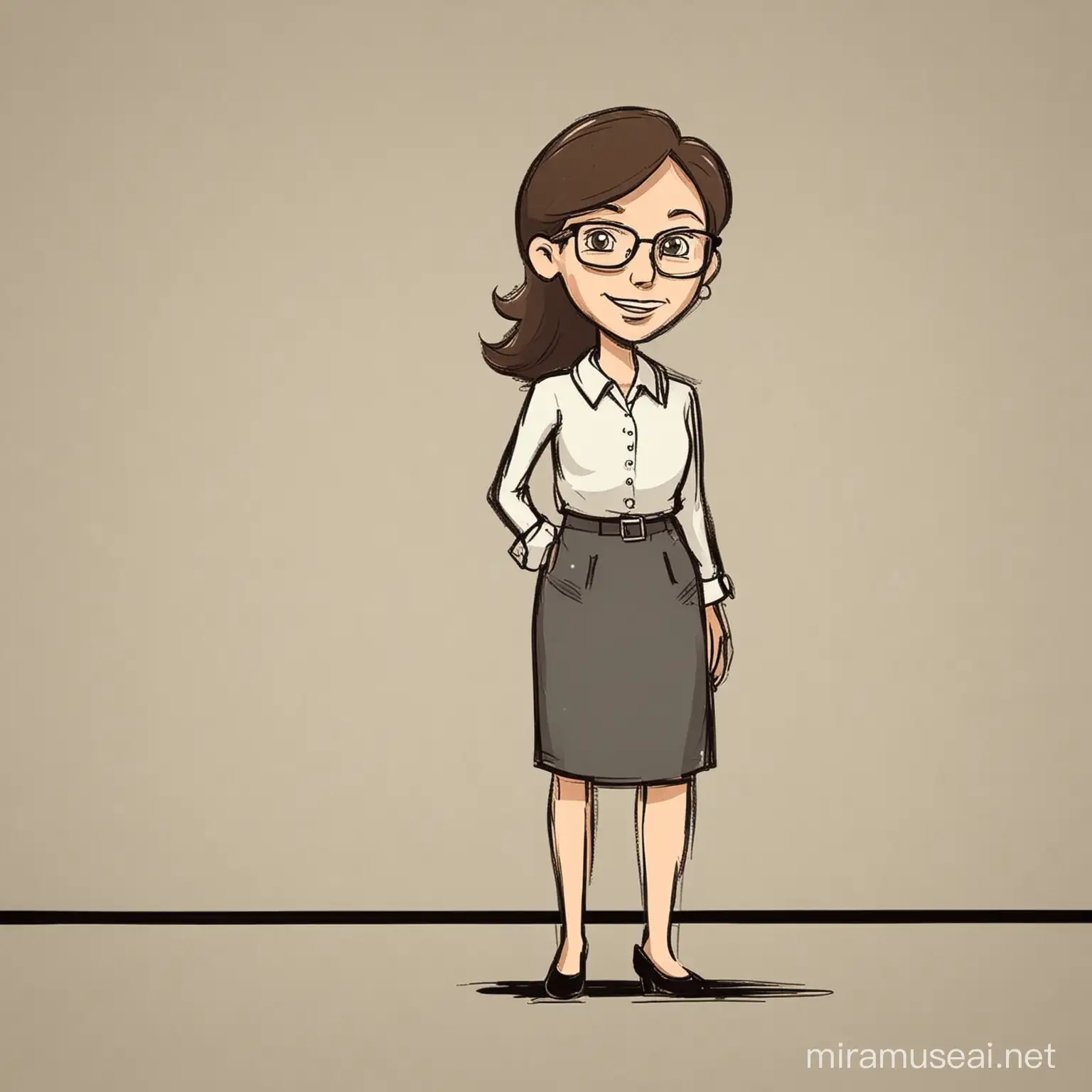 Cartoon of simple teacher standing