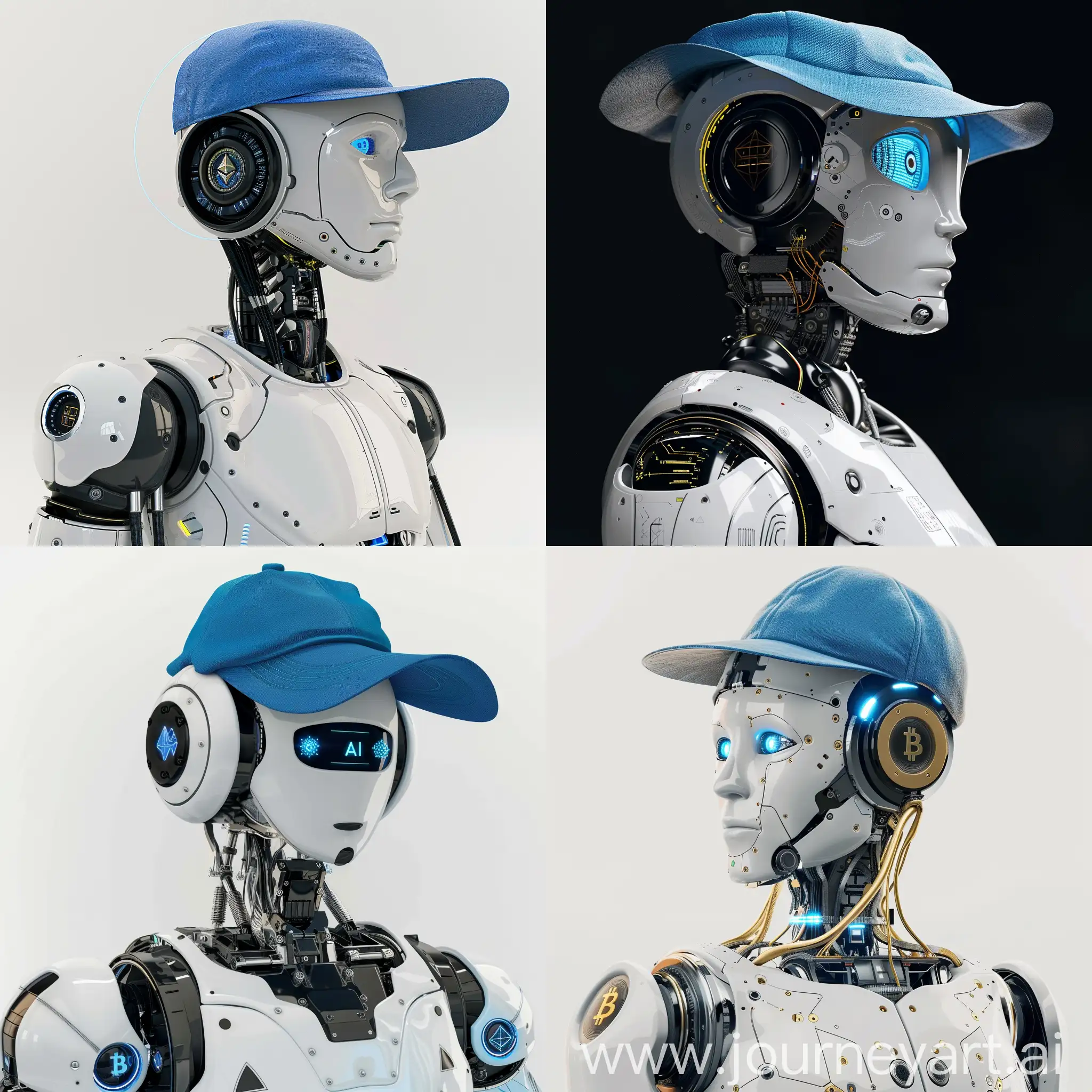 Robot wizard with blue hat connecting the world of AI with crypto