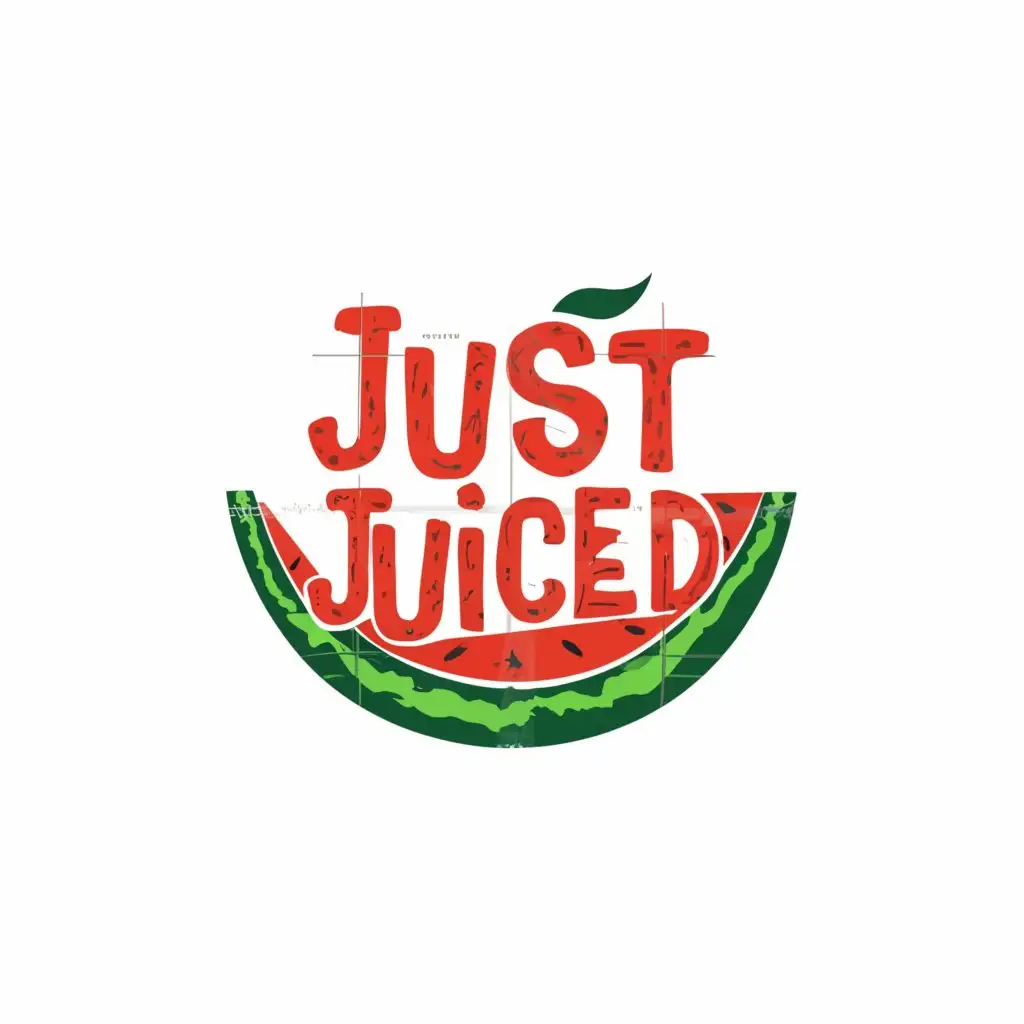 a logo design,with the text "just juiced", main symbol:letters carved in watermelon,Moderate,clear background