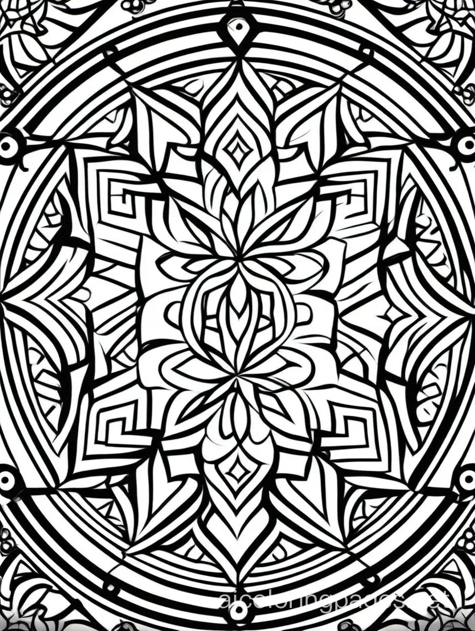 islamic pattern, Coloring Page, black and white, line art, white background, Simplicity, Ample White Space. The background of the coloring page is plain white to make it easy for young children to color within the lines. The outlines of all the subjects are easy to distinguish, making it simple for kids to color without too much difficulty