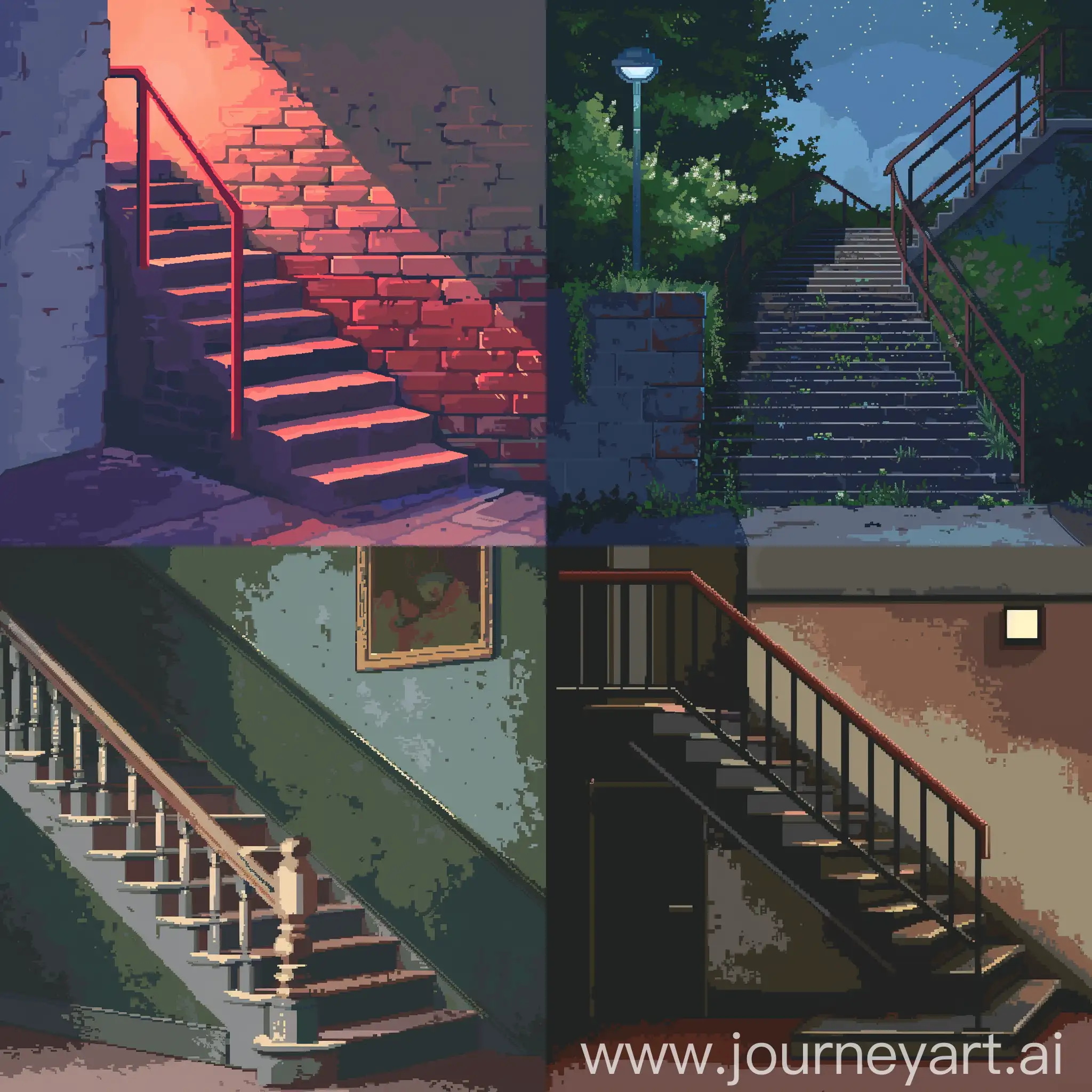 Charming-Pixel-Art-Stairs-VintageInspired-8Bit-Ascension
