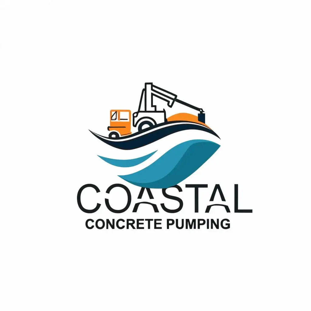 logo, Wave, with the text "Coastal Concrete Pumping", typography, be used in Construction industry