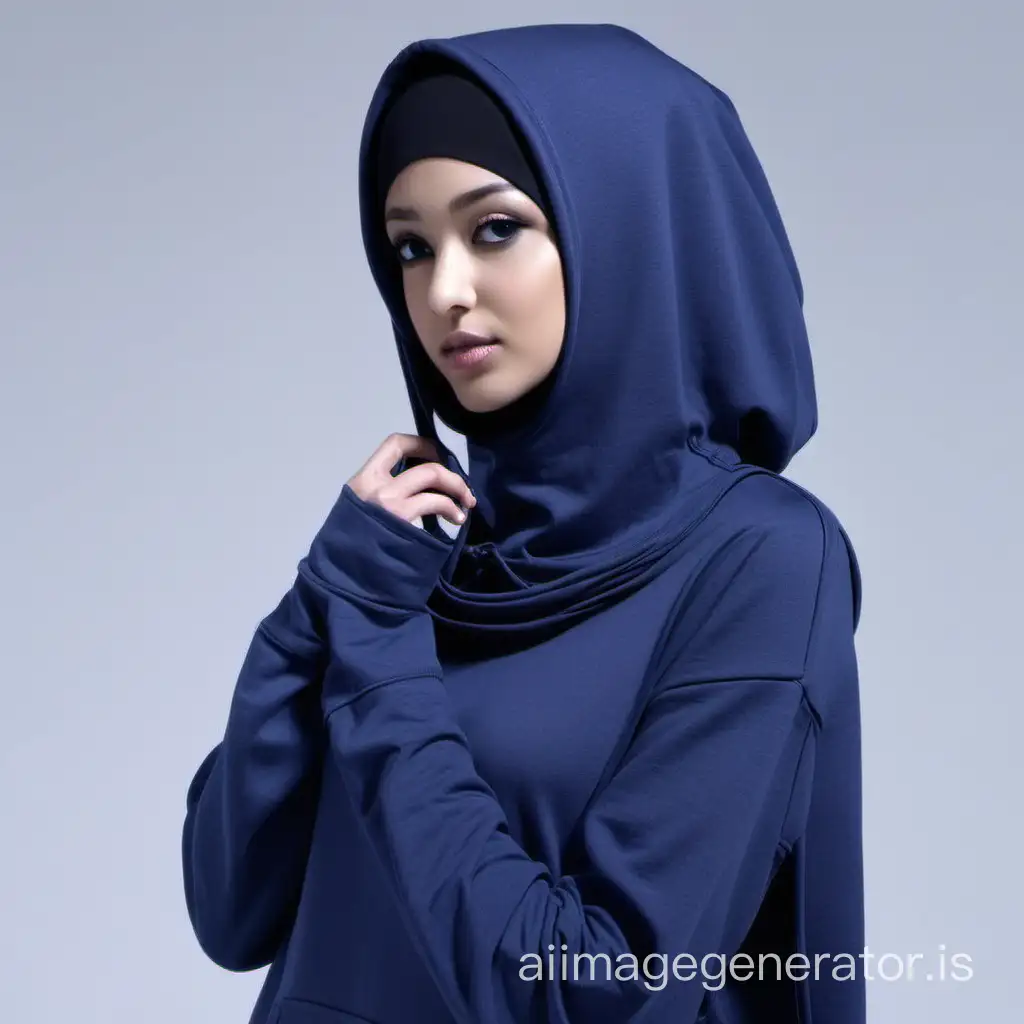 A design of Hoodie with detached Hijab.