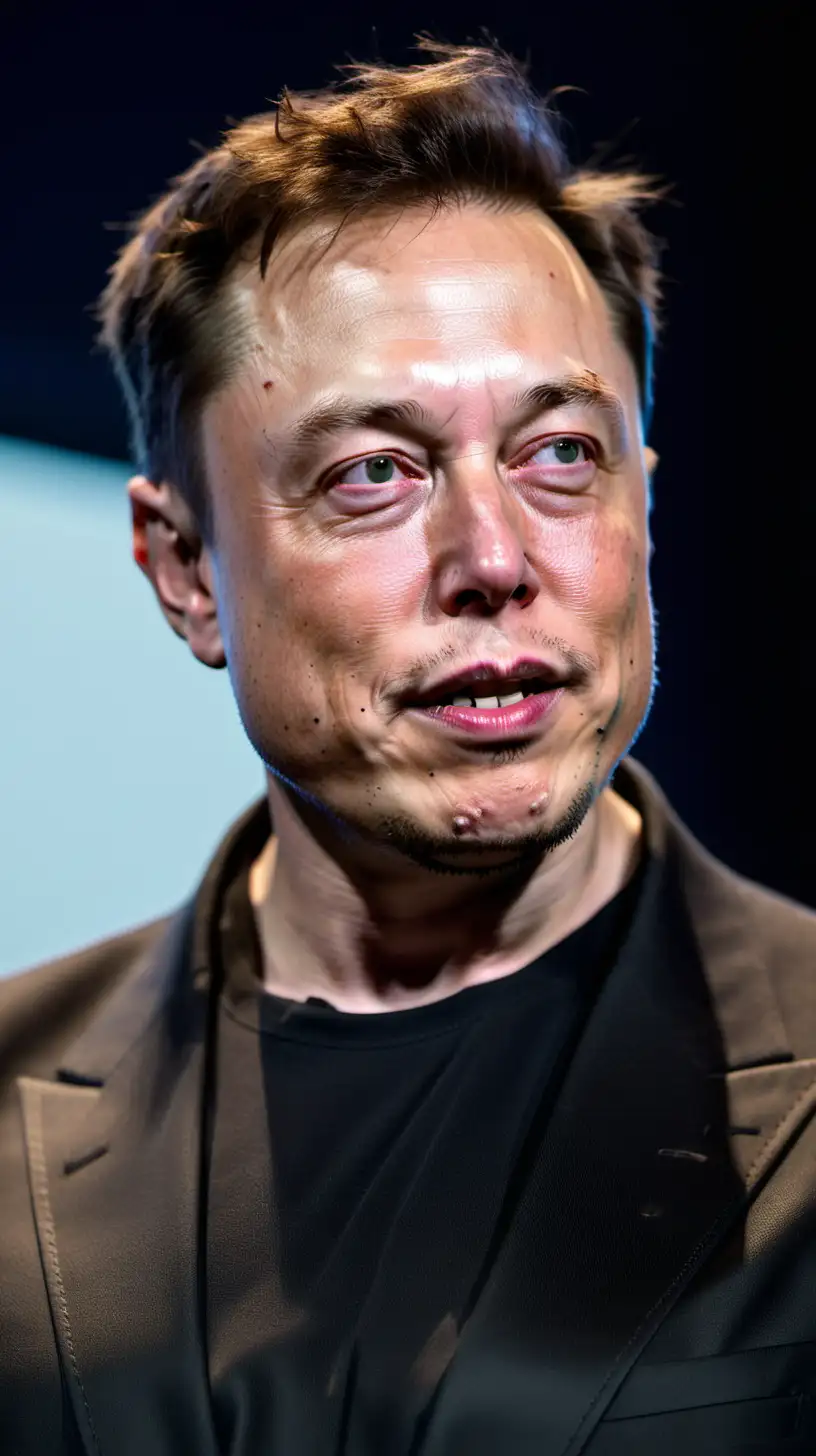 Elon musk gives you money but his facial expression sad
