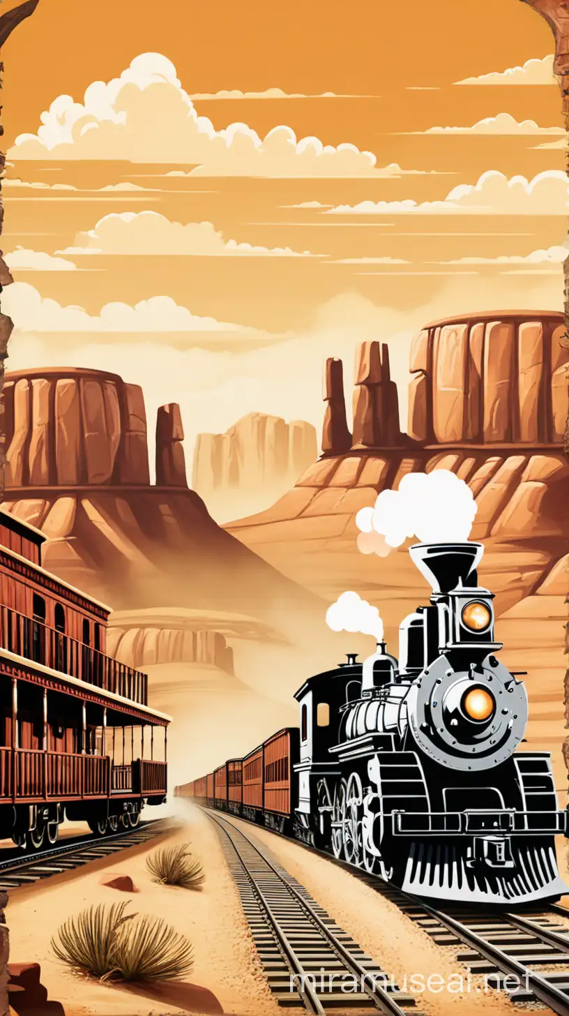 Wild west background with trains