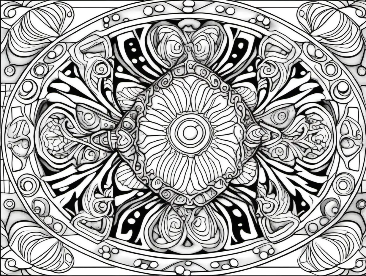 Under the Sea Kaleidoscope Coloring Page for Adults